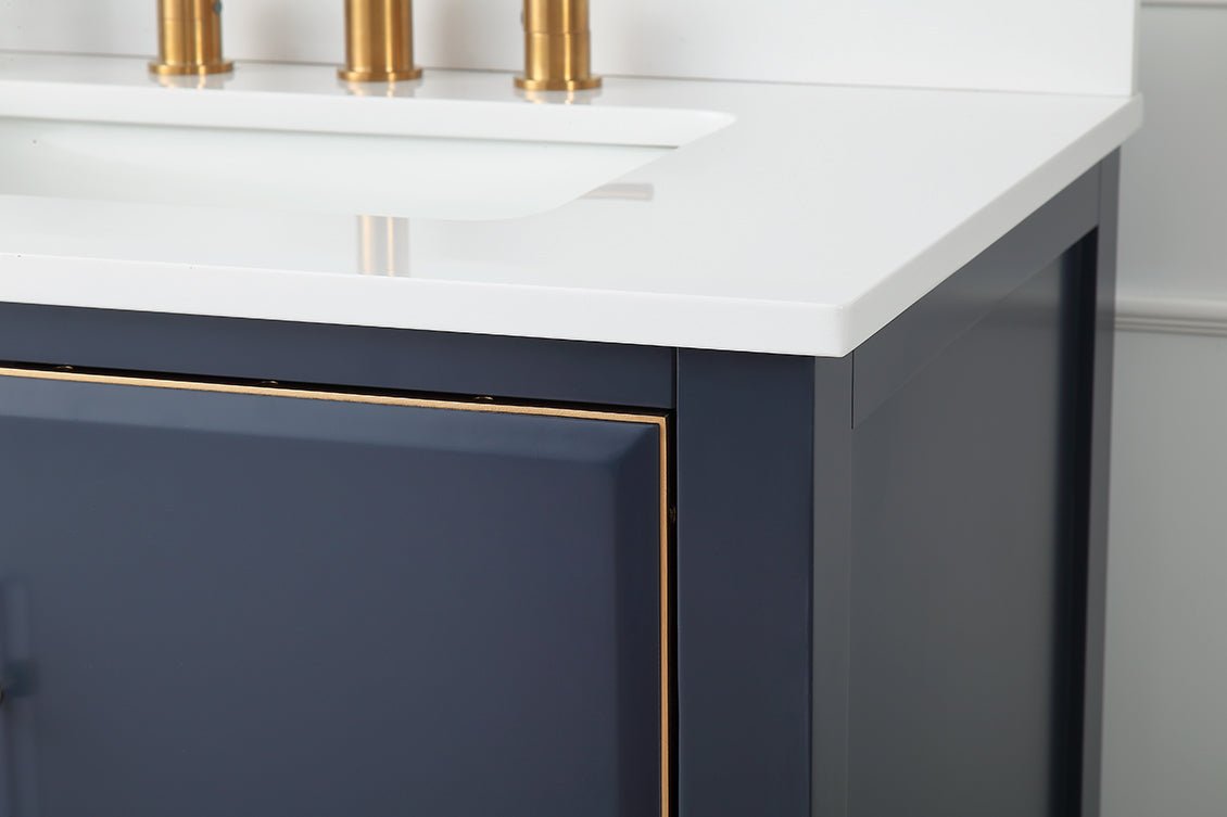 30" Tennant Brand Bertone Navy Blue Modern Bathroom Sink Vanity Q169NB-30QT - Bentoncollections