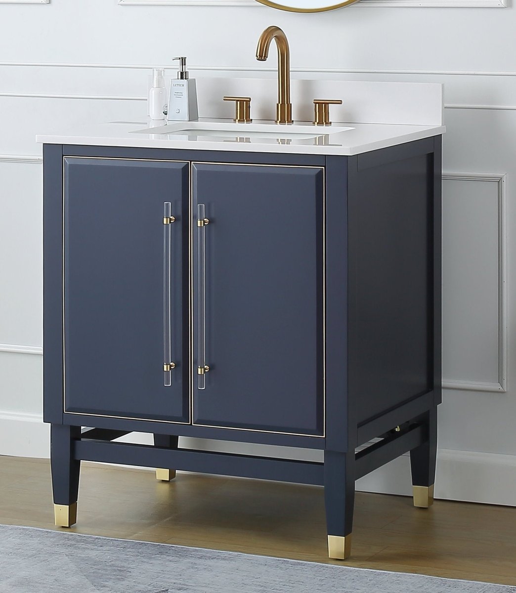 30" Tennant Brand Bertone Navy Blue Modern Bathroom Sink Vanity Q169NB-30QT - Bentoncollections