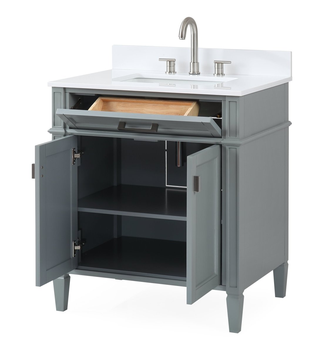 30" Tennant Brand Durand Modern Gray Bathroom Sink Vanity - 1808-V30CK - Bentoncollections