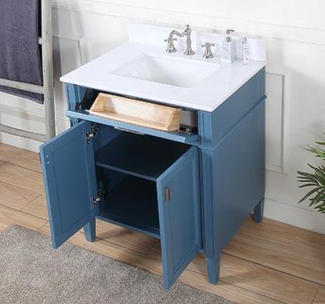 30" Tennant Brand Durand Teal Blue Bathroom Sink Vanity QT-1808-V30TB - Bentoncollections