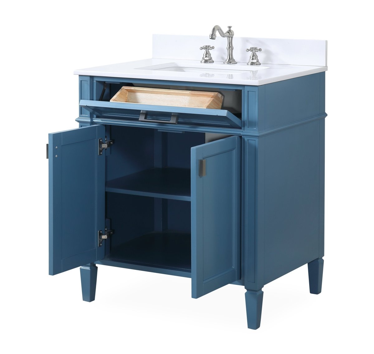 30" Tennant Brand Durand Teal Blue Bathroom Sink Vanity QT-1808-V30TB - Bentoncollections
