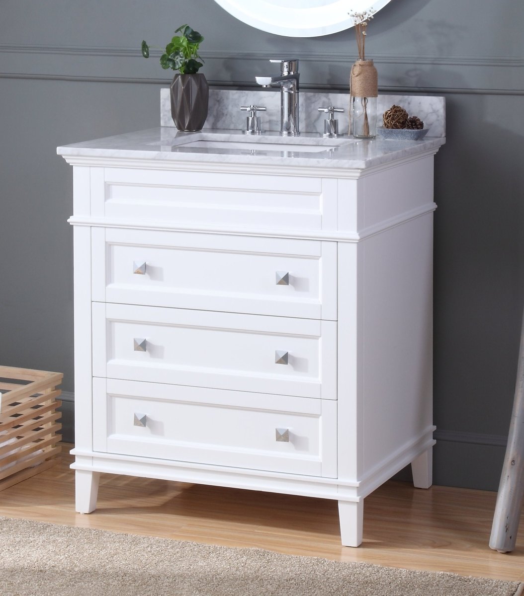 30" Tennant Brand Felix Modern Style White Bathroom Vanity ZK-1810-V30W - Bentoncollections