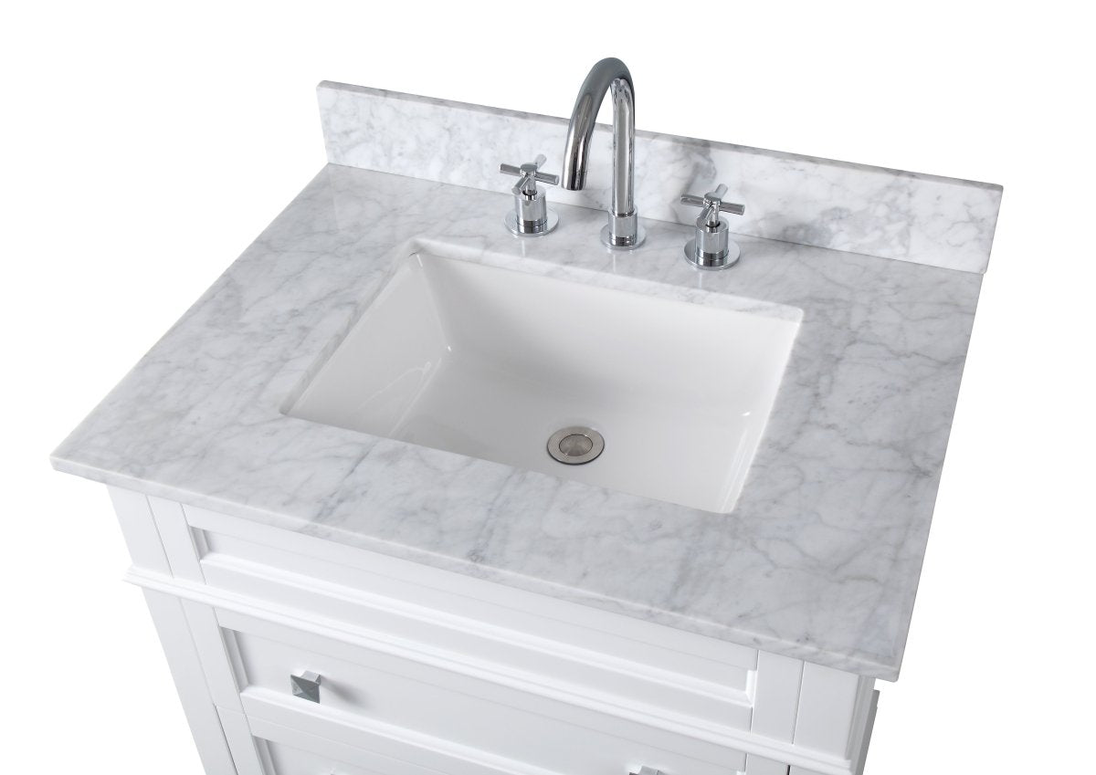30" Tennant Brand Felix Modern Style White Bathroom Vanity ZK-1810-V30W - Bentoncollections