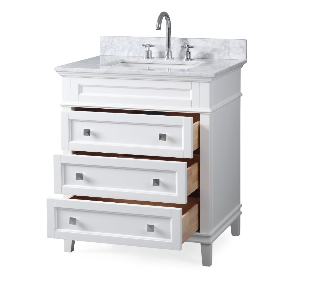 30" Tennant Brand Felix Modern Style White Bathroom Vanity ZK-1810-V30W - Bentoncollections