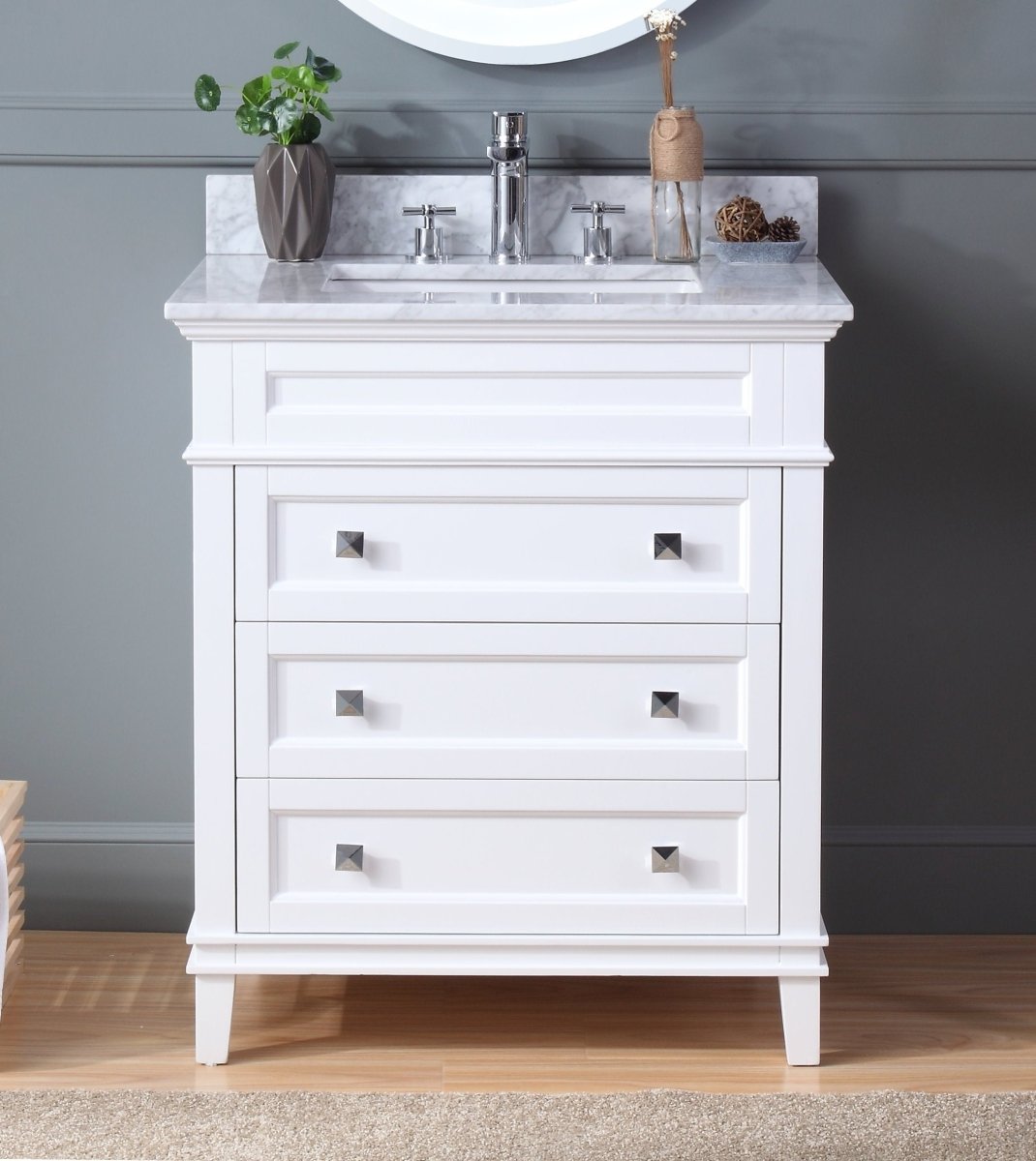 30" Tennant Brand Felix Modern Style White Bathroom Vanity ZK-1810-V30W - Bentoncollections