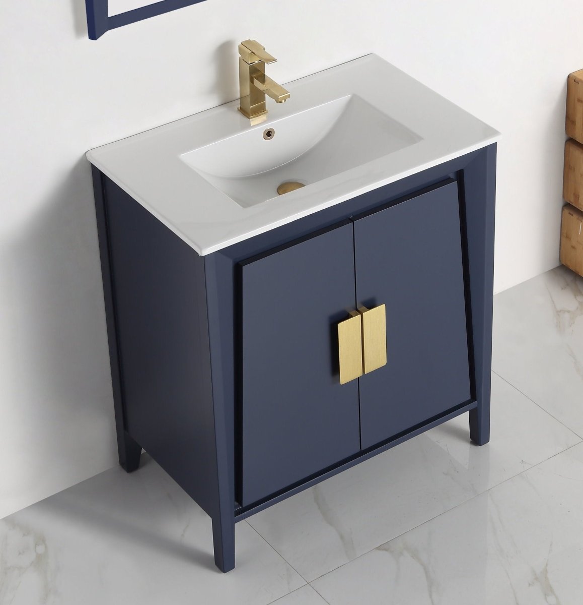 30" Tennant Brand Larvotto Navy Blue Contemporary Bathroom Vanity - CL-22NB30-ZI - Bentoncollections