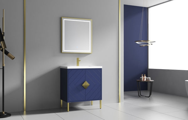 30" Tennant Brand Modern Style Navy Blue Eileen Bathroom Sink Vanity - AC-66NB30 - Bentoncollections