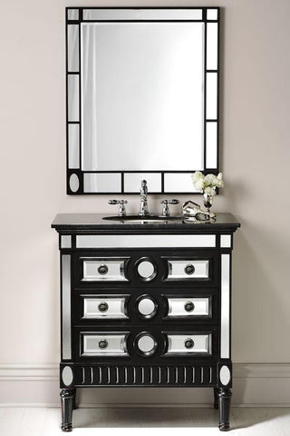 32" Benton Collection Classic Ambrosia with mirrored reflection Bathroom Sink Vanity & Mirror Set HF-0534GT/MR-534BK-2834 - Bentoncollections
