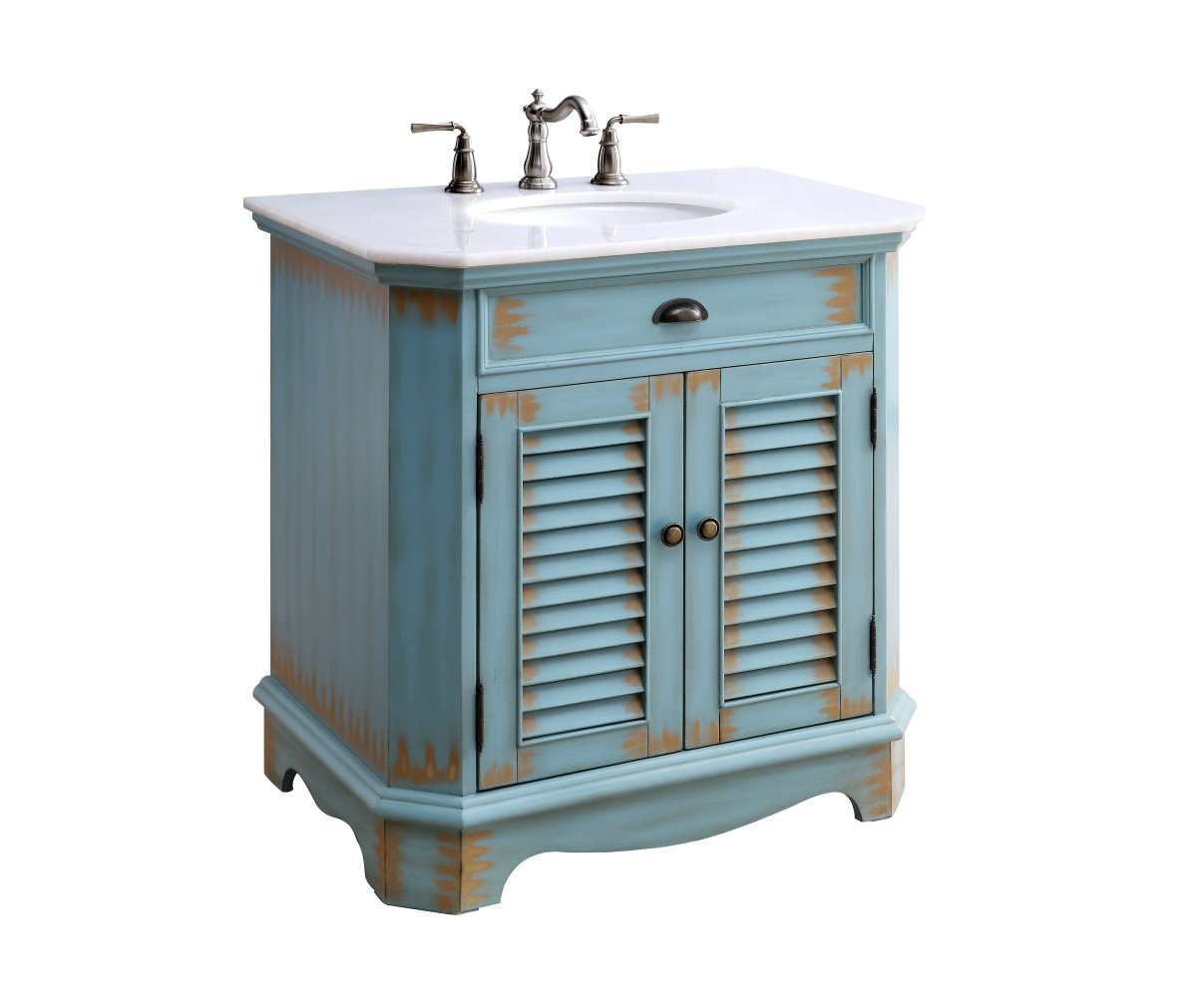 32” Benton Collection Fairfield Rustic Blue Bathroom Sink Vanity 47884BU - Bentoncollections