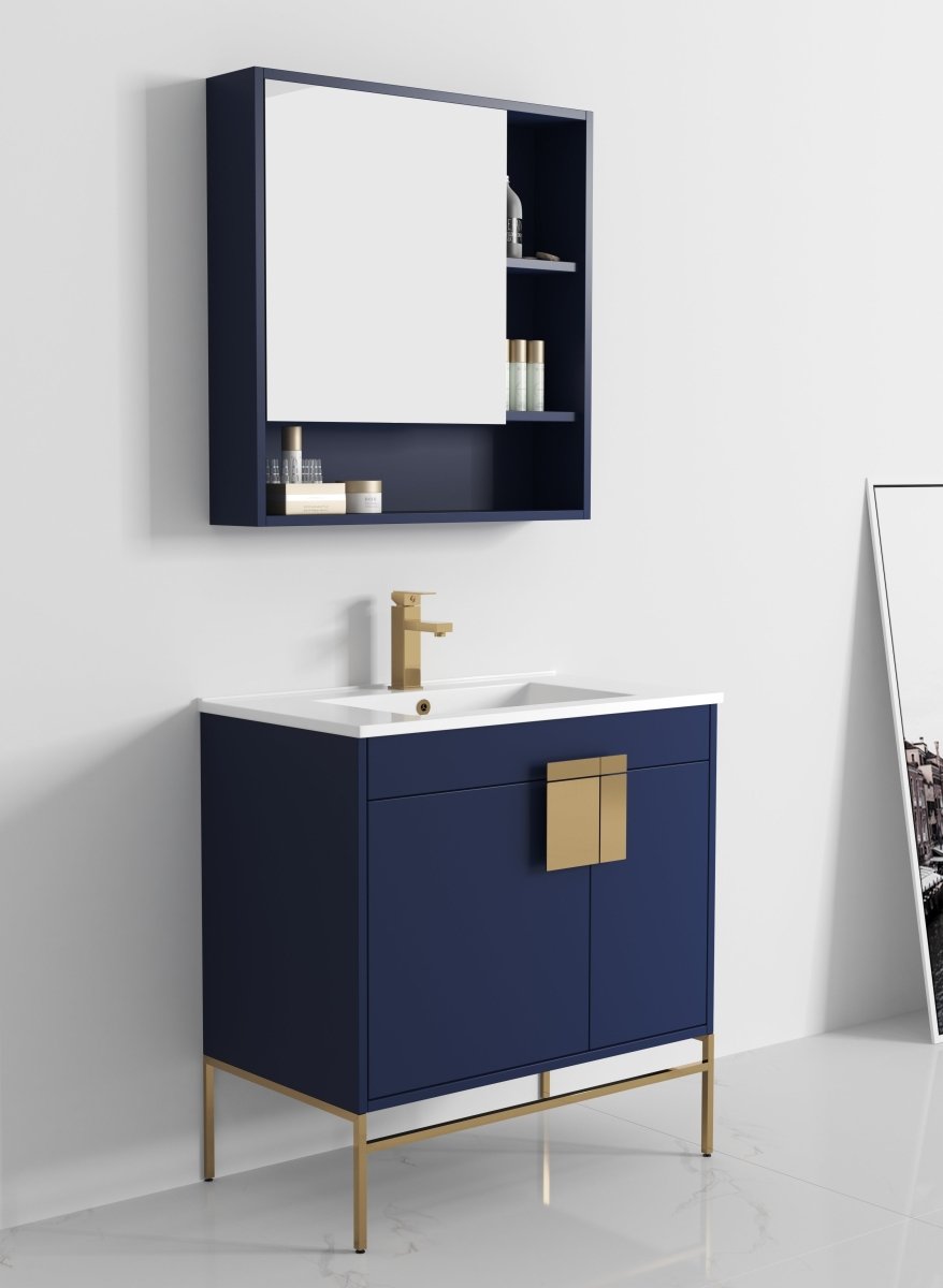 32" Tennant Brand Kuro Minimalistic Navy Blue Bathroom Vanity - CL-108NB-32ZI - Bentoncollections