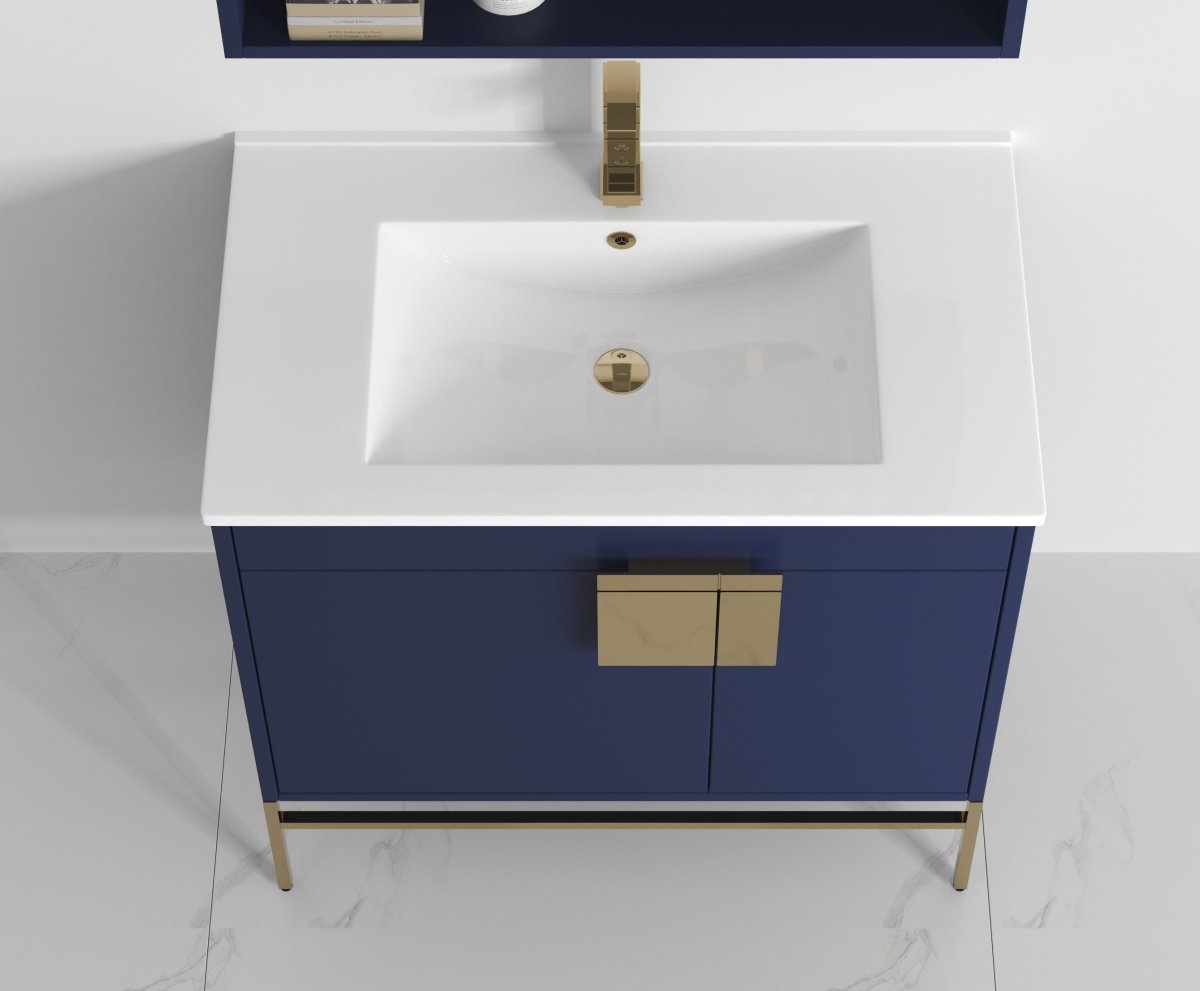32" Tennant Brand Kuro Minimalistic Navy Blue Bathroom Vanity - CL-108NB-32ZI - Bentoncollections