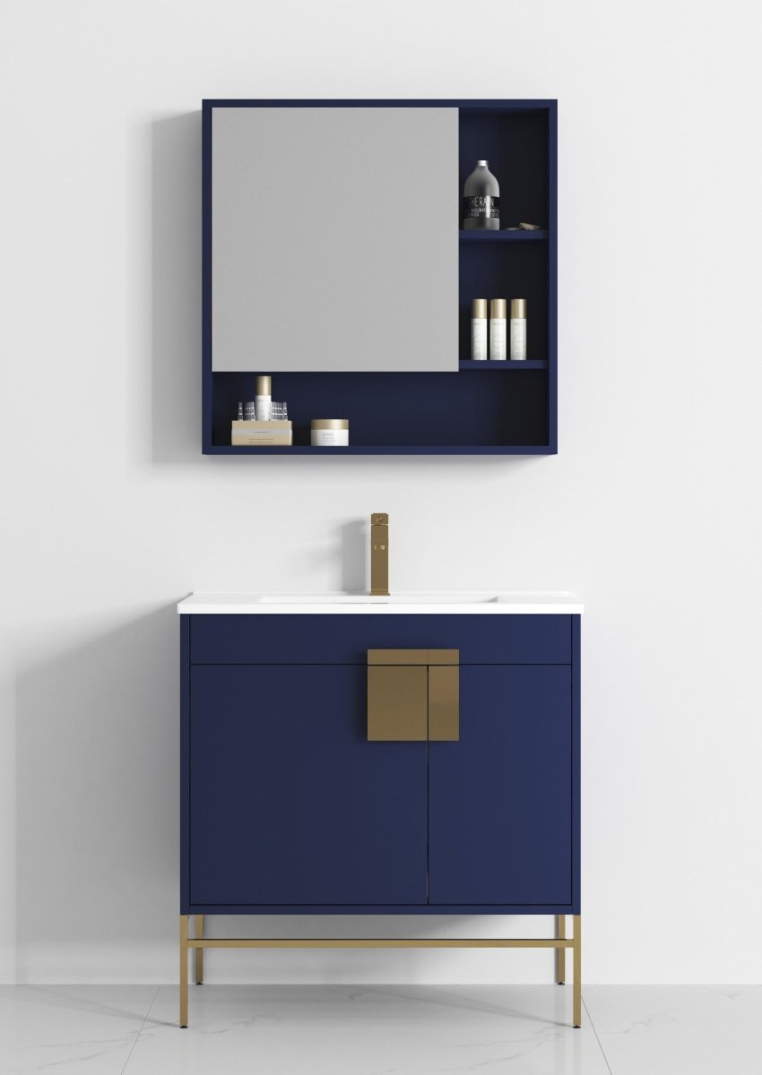 32" Tennant Brand Kuro Minimalistic Navy Blue Bathroom Vanity - CL-108NB-32ZI - Bentoncollections