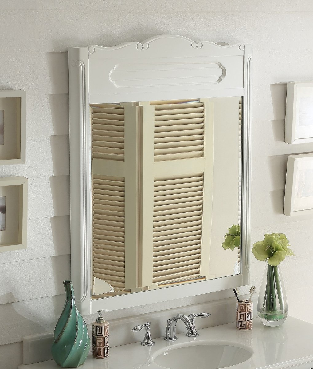 34" Knoxville White Bathroom Vanity Mirror MR-1522W - Bentoncollections
