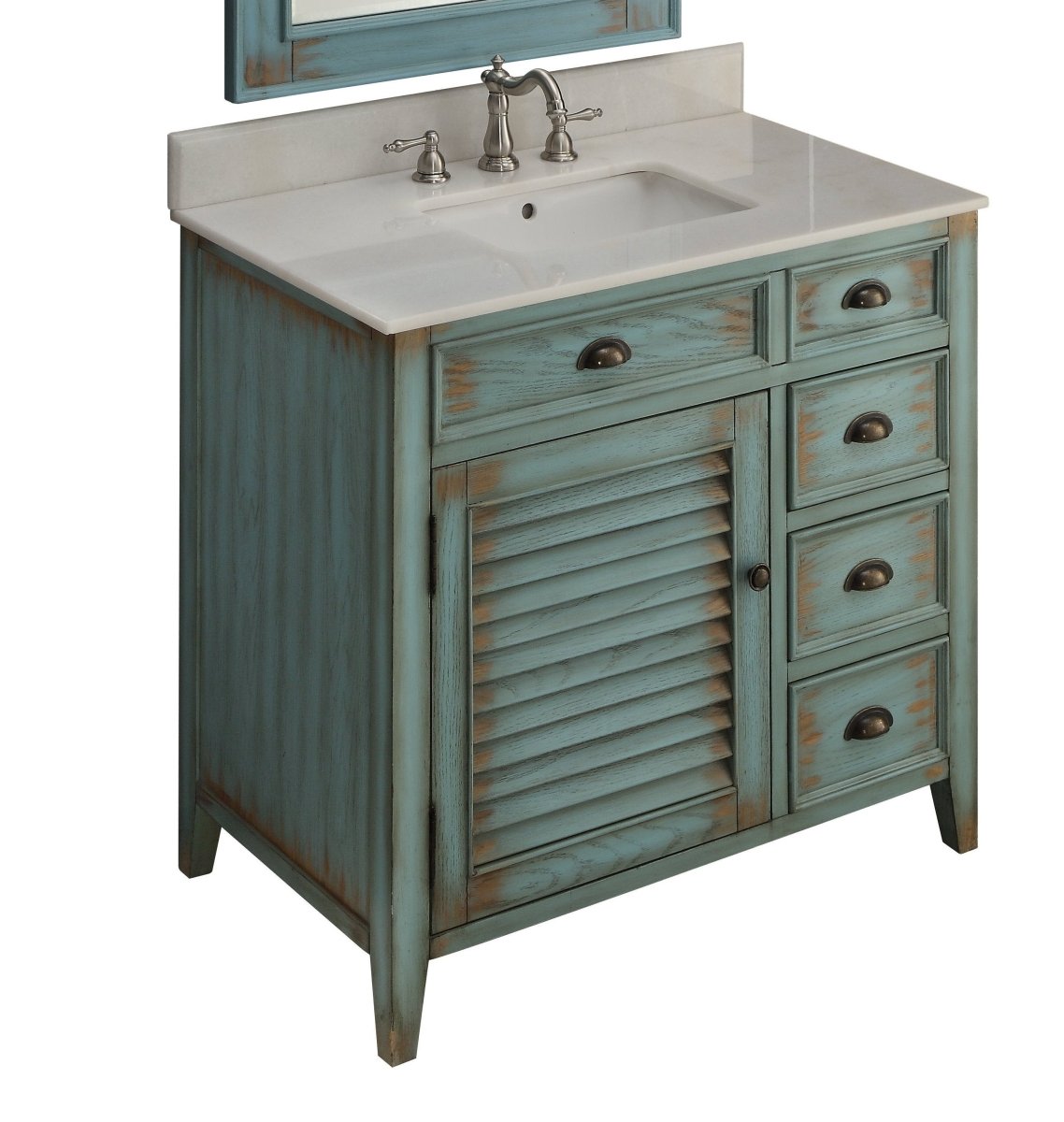 36" Abbeville Distressed Blue Bathroom Sink Vanity CF 78887BU - Bentoncollections