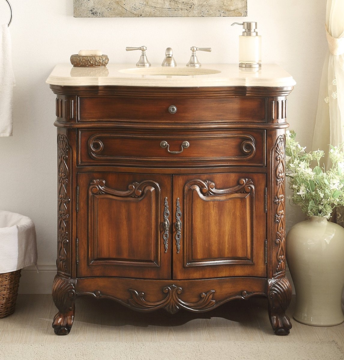 36" Benton Collection Classic Style Madison Bathroom Sink Vanity Cabinet # S01M36 - Bentoncollections