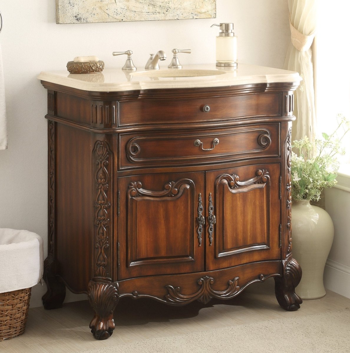 36" Benton Collection Classic Style Madison Bathroom Sink Vanity Cabinet # S01M36 - Bentoncollections