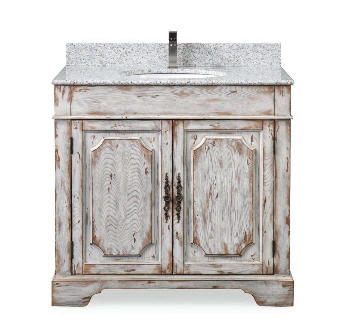 36" Benton Collection Litchfield Distressed Off White Rustic Style Bathroom Vanity RX-2215 - Bentoncollections