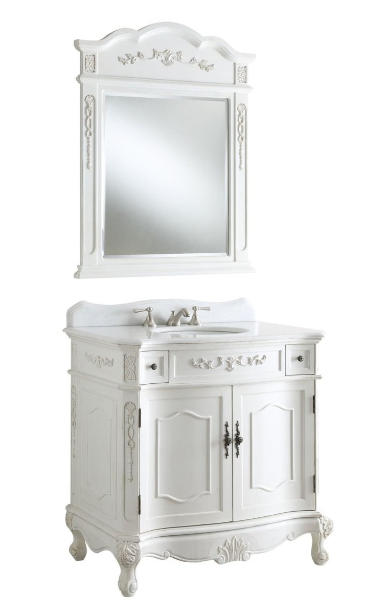 36" classic style antique white Fairmont Bathroom Sink Vanity BC-3905W-AW-36 - Bentoncollections