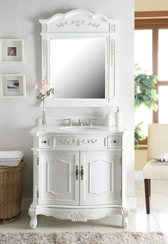 36" classic style antique white Fairmont Bathroom Sink Vanity BC-3905W-AW-36 - Bentoncollections