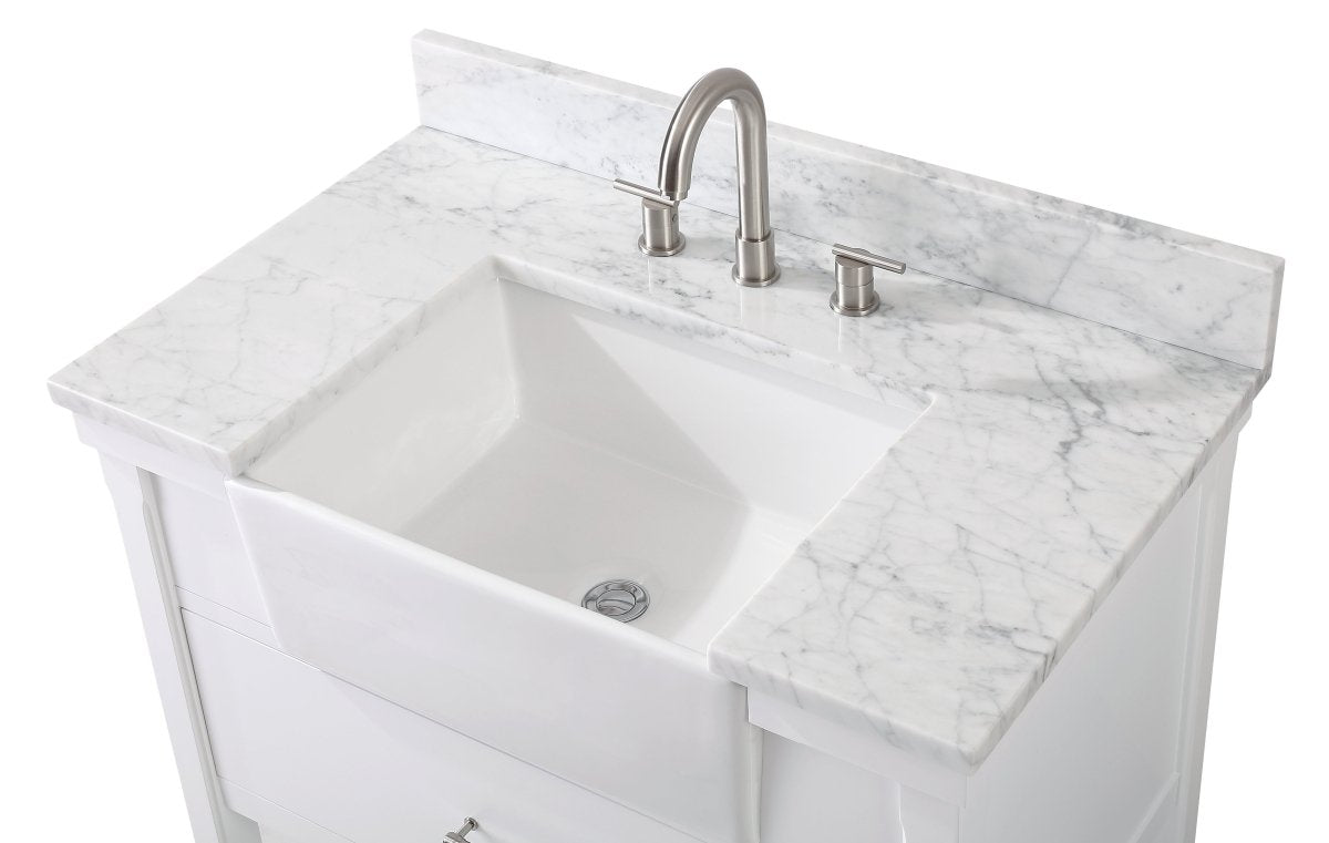 36-Inches Kendia Farmhouse Sink Bathroom Vanity - GD-7036-WT36-RA - Bentoncollections