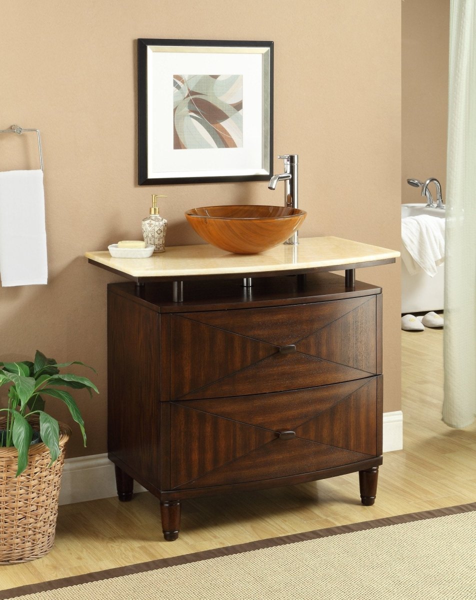36" Onyx counter top Verdana Vessel Sink Bathroom Vanity Model # Q136-1 - Bentoncollections