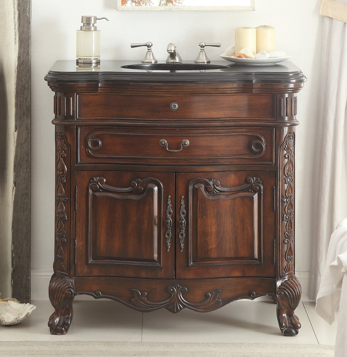 36" Solid Wood Classic Style Madison Bathroom Sink Vanity Cabinet # S01GT36 - Bentoncollections
