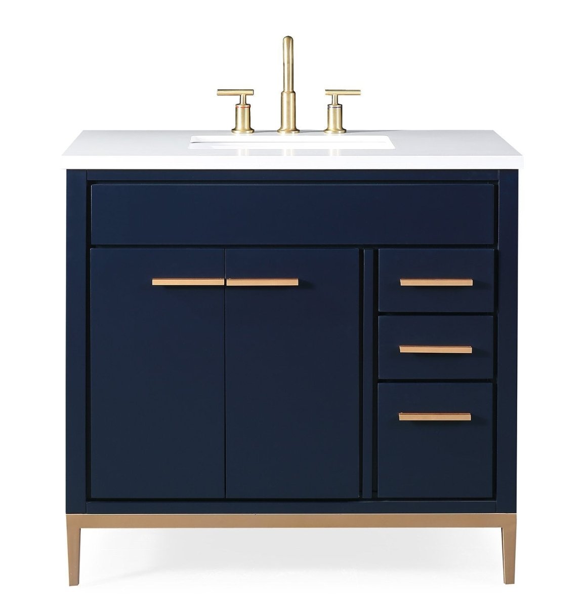 36" Tennant Brand Beatrice Navy Blue Modern Bathroom Sink Vanity TB-9888NB-V36 - Bentoncollections