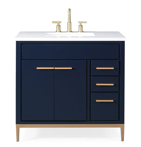36" Tennant Brand Beatrice Navy Blue Modern Bathroom Sink Vanity TB-9888NB-V36 - Bentoncollections
