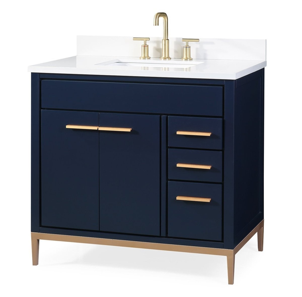 36" Tennant Brand Beatrice Navy Blue Modern Bathroom Sink Vanity TB-9888NB-V36 - Bentoncollections