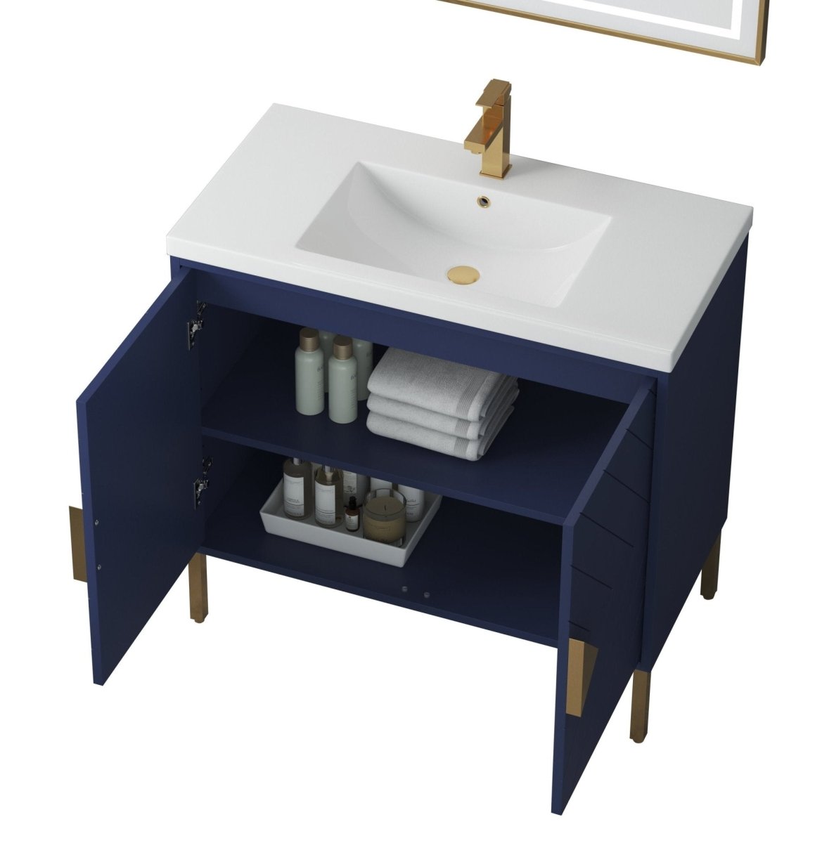 36" Tennant Brand Modern Style Navy Blue Eileen Bathroom Sink Vanity - AC-66NB36 - Bentoncollections