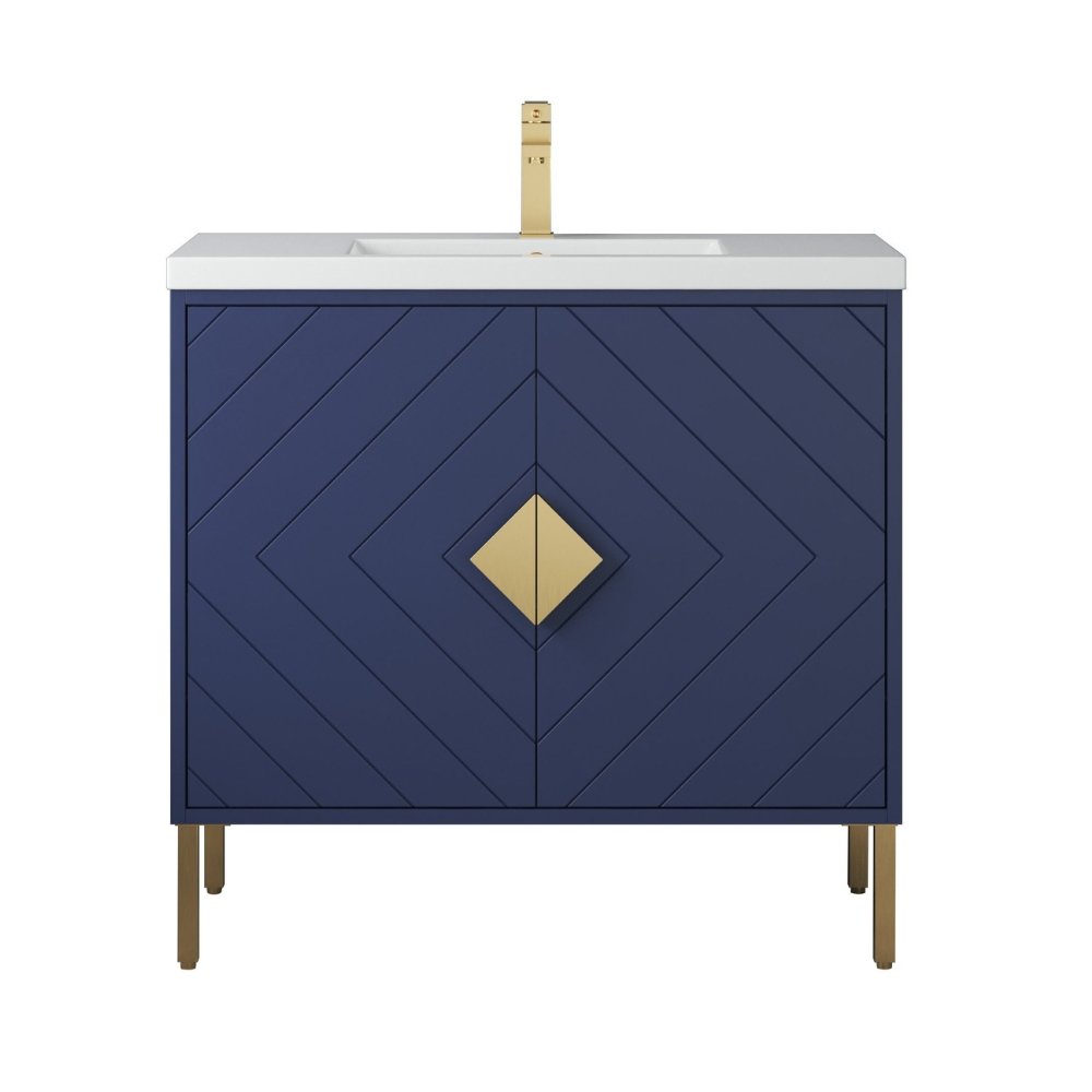 36" Tennant Brand Modern Style Navy Blue Eileen Bathroom Sink Vanity - AC-66NB36 - Bentoncollections