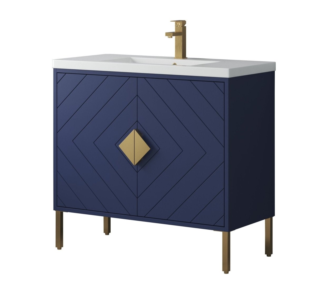 36" Tennant Brand Modern Style Navy Blue Eileen Bathroom Sink Vanity - AC-66NB36 - Bentoncollections