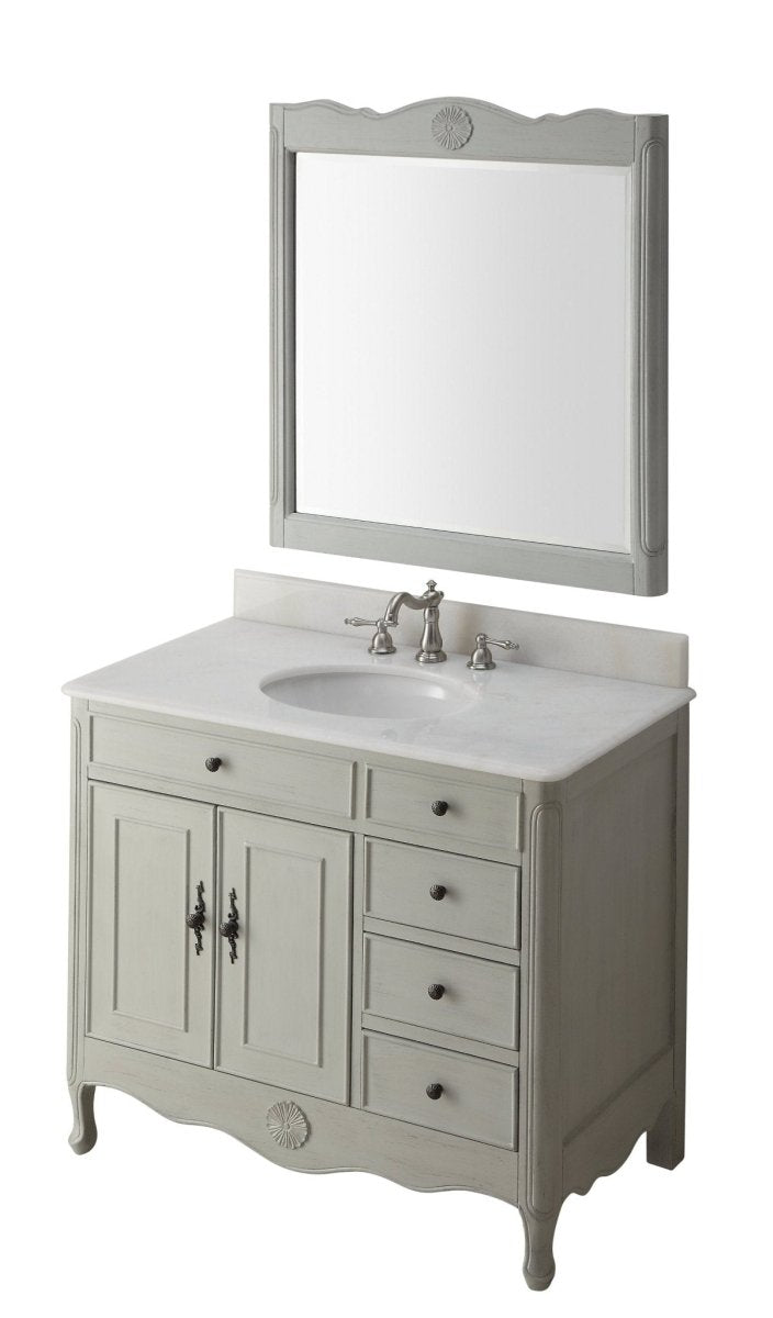 38" Benton Collection Distressed Gray Cottage Style Daleville Bathroom Sink Vanity HF-837CK - Bentoncollections