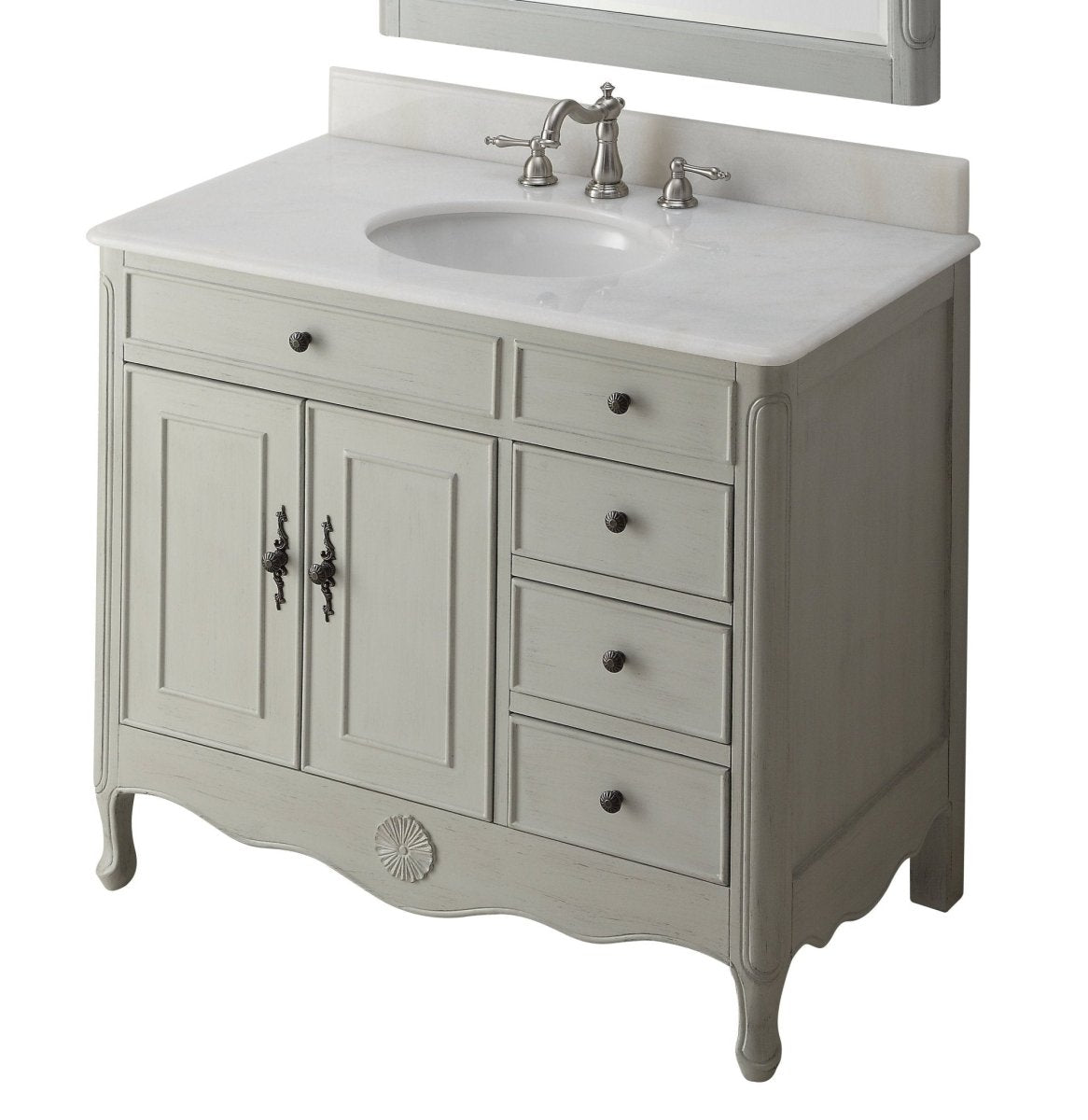 38" Benton Collection Distressed Gray Cottage Style Daleville Bathroom Sink Vanity HF-837CK - Bentoncollections