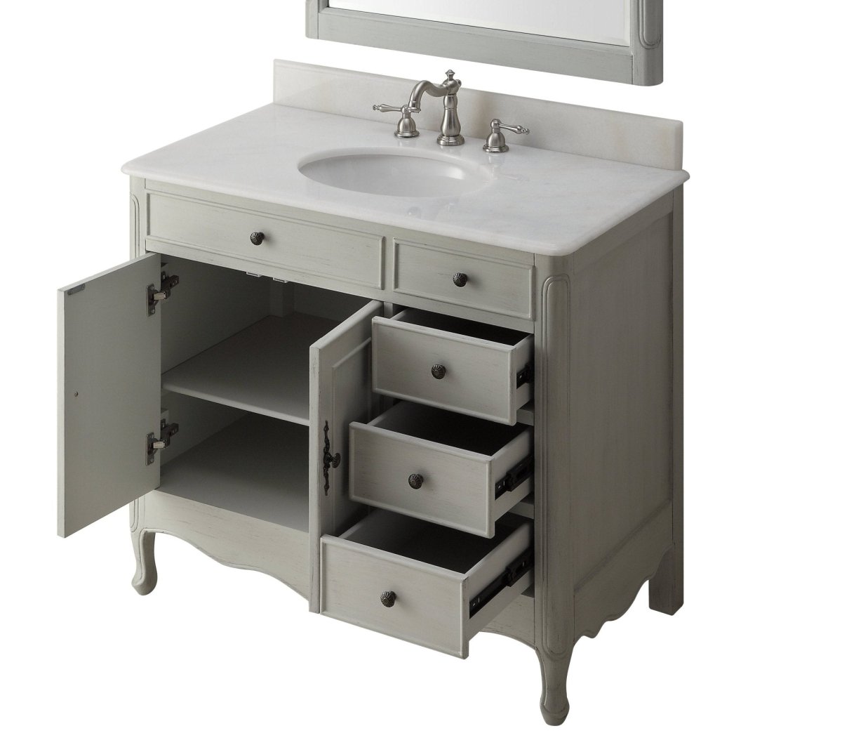 38" Benton Collection Distressed Gray Cottage Style Daleville Bathroom Sink Vanity HF-837CK - Bentoncollections
