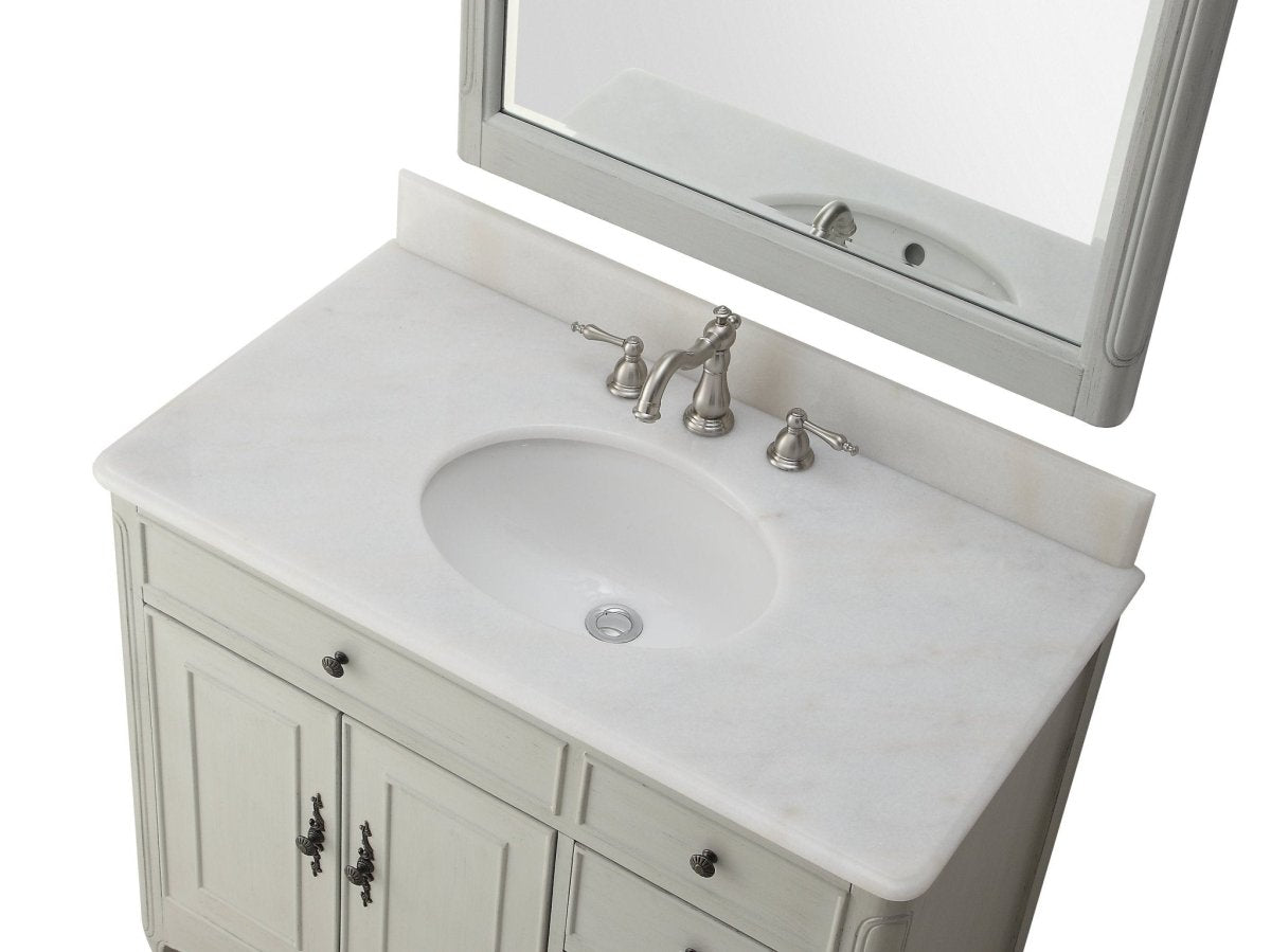 38" Benton Collection Distressed Gray Cottage Style Daleville Bathroom Sink Vanity HF-837CK - Bentoncollections