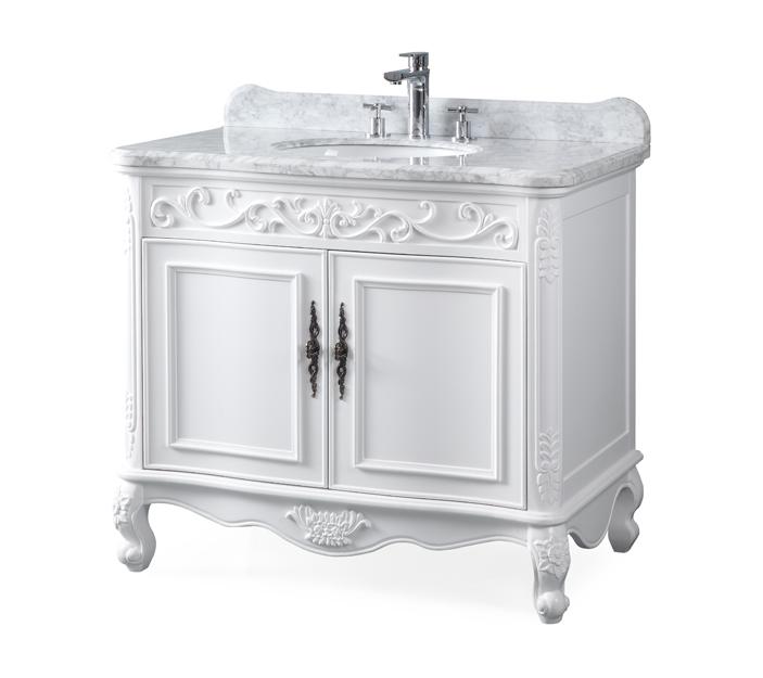 39" Bathroom Vanity with Italian Carrara Marble Counter-top Benton Collection Carbone # ZK-1092RA - Bentoncollections