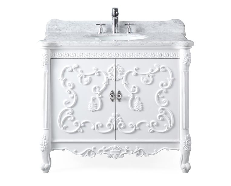40" Benton Collection Bellissimo Bathroom Vanity with Italian Carrara Marble - # HF-1091RA - Bentoncollections