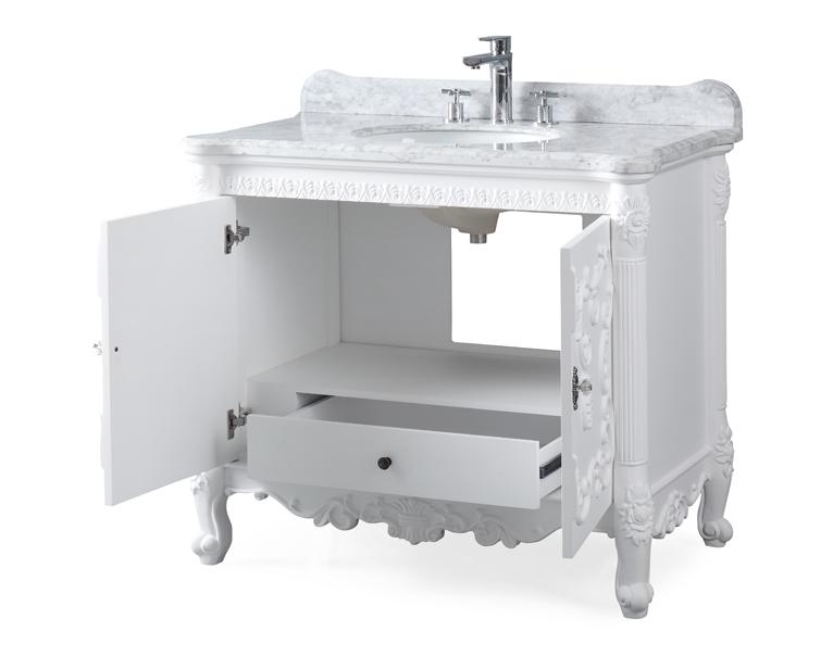 40" Benton Collection Bellissimo Bathroom Vanity with Italian Carrara Marble - # HF-1091RA - Bentoncollections