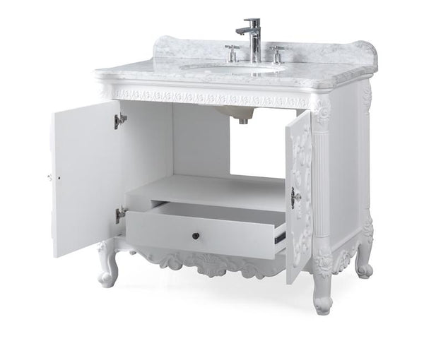 40" Benton Collection Bellissimo Bathroom Vanity with Italian Carrara Marble - # HF-1091RA - Bentoncollections