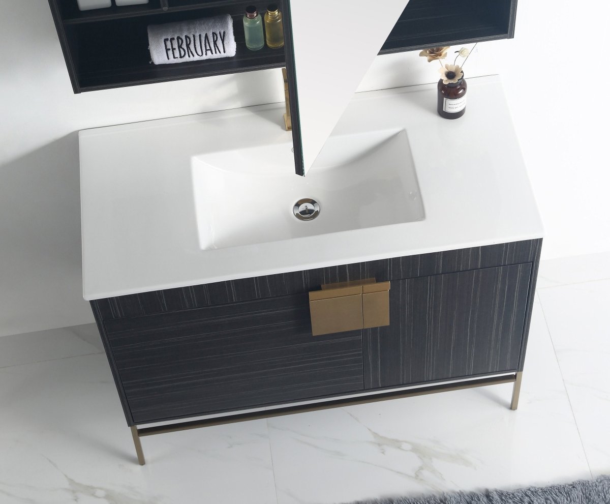 40" Tennant Brand Kuro Minimalistic Dawn Gray Bathroom Vanity - CL-102DG-40ZI - Bentoncollections