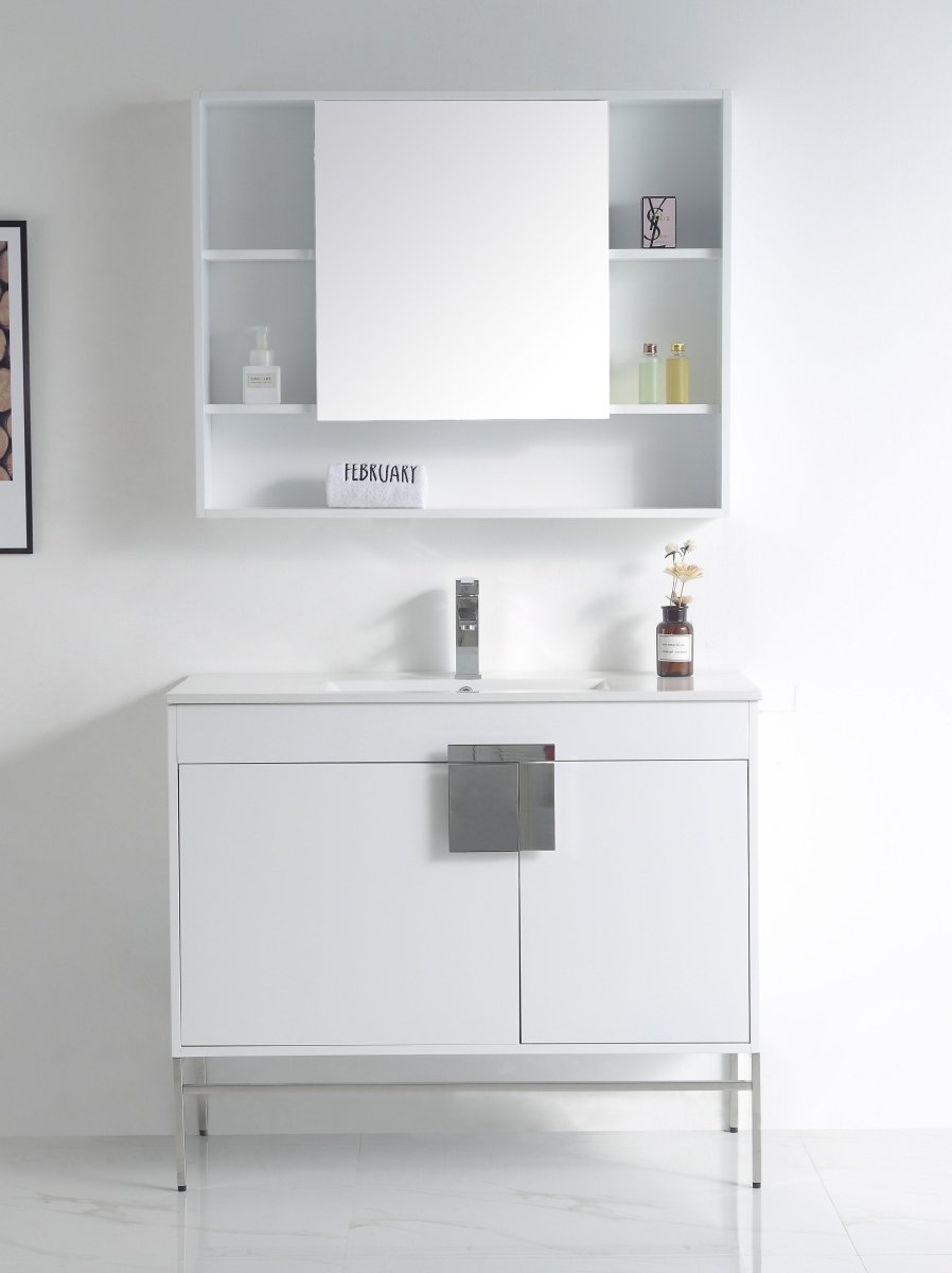 40" Tennant Brand Kuro Minimalistic White Bathroom Vanity - CL-101WH-40ZI - Bentoncollections