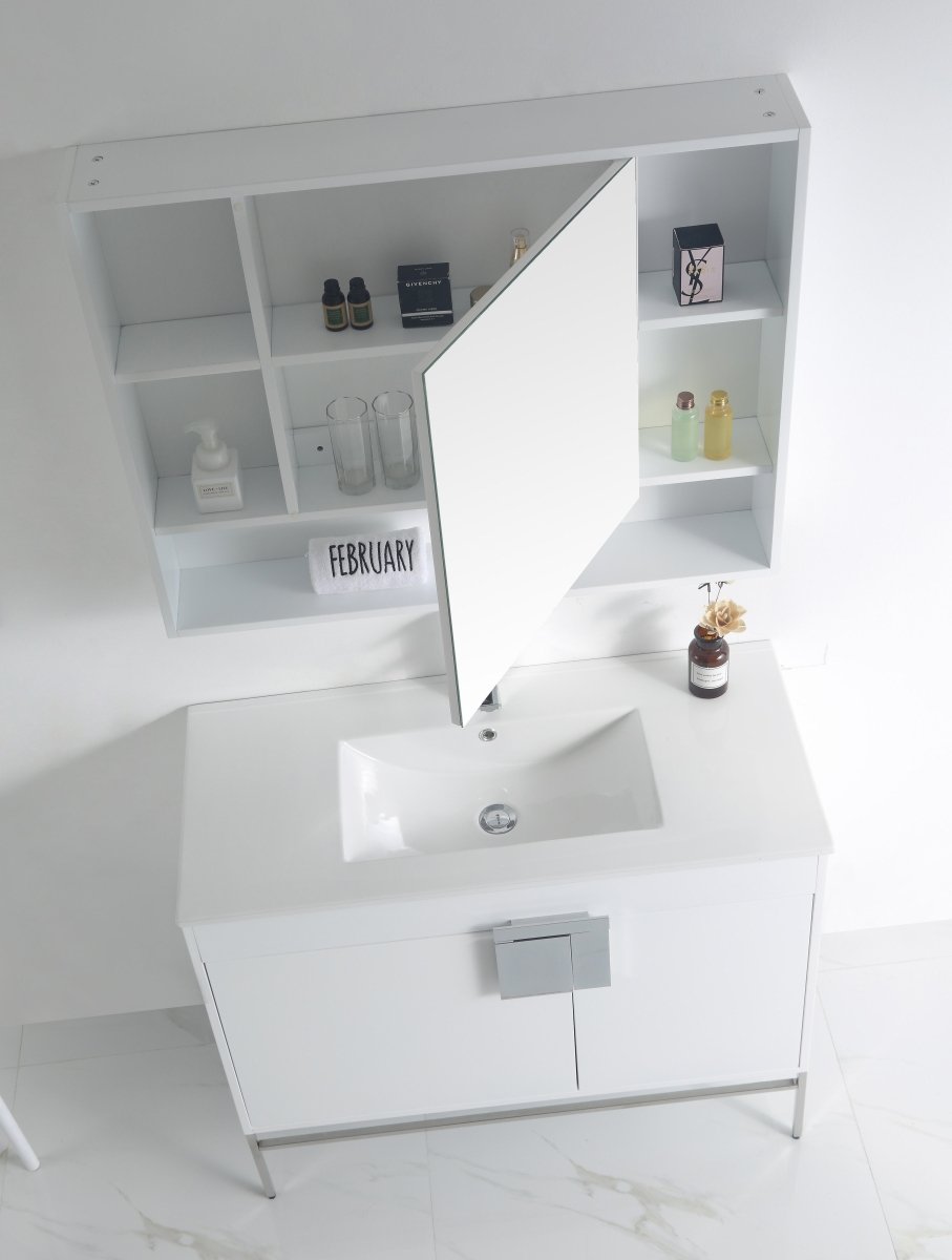 40" Tennant Brand Kuro Minimalistic White Bathroom Vanity - CL-101WH-40ZI - Bentoncollections
