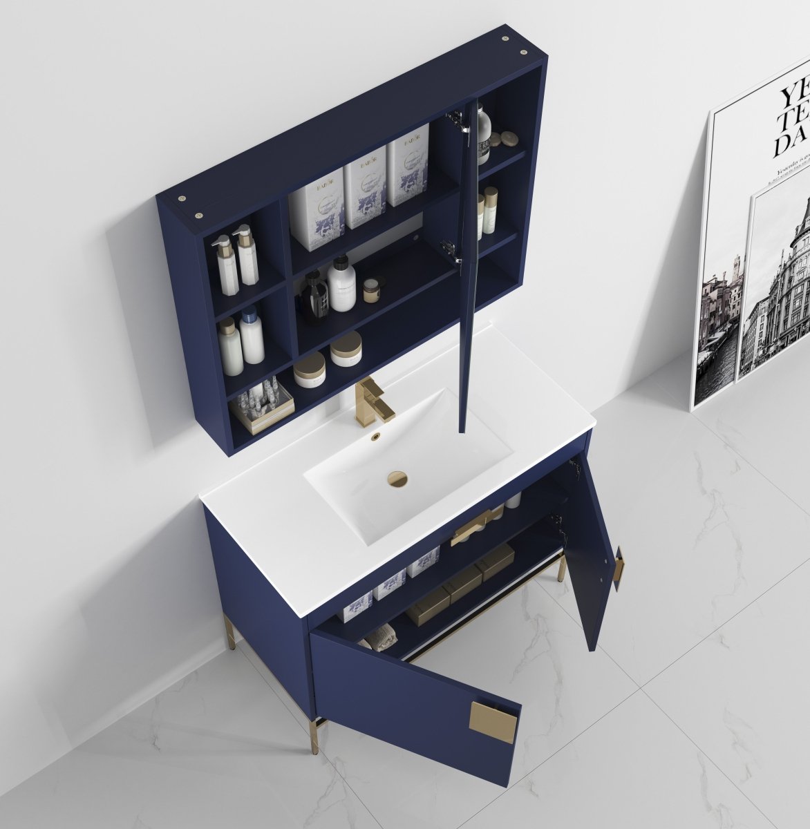 40" Tennant Brand Kuro Minimalistic White Bathroom Vanity - CL-108NB -40ZI - Bentoncollections