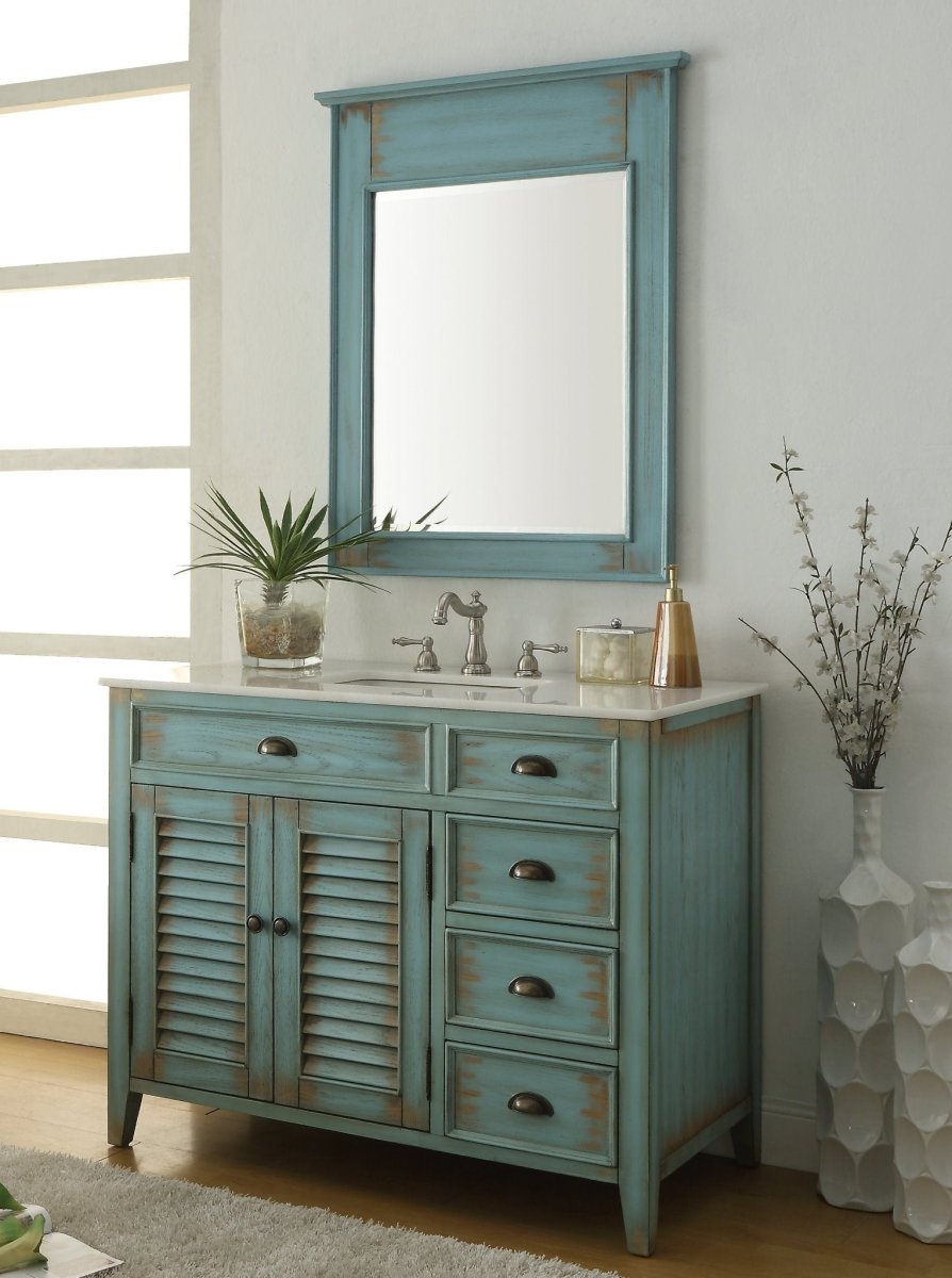 42" Abbeville Distressed Blue Bathroom Sink Vanity CF-78888BU - Bentoncollections