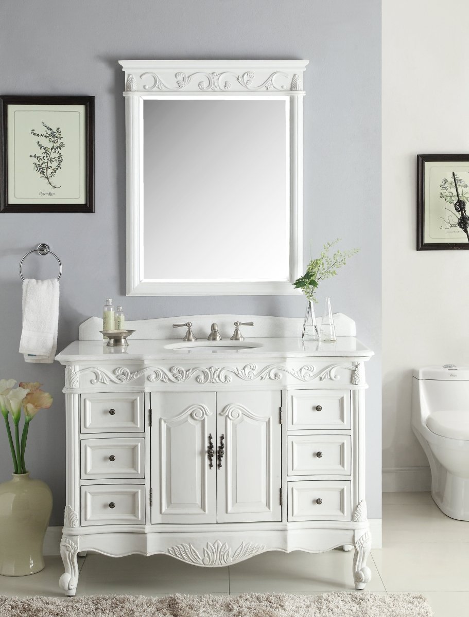 42" Antique White Traditional Style Single Sink Beckham Bathroom Vanity - SW-3882W-AW-42 - Bentoncollections