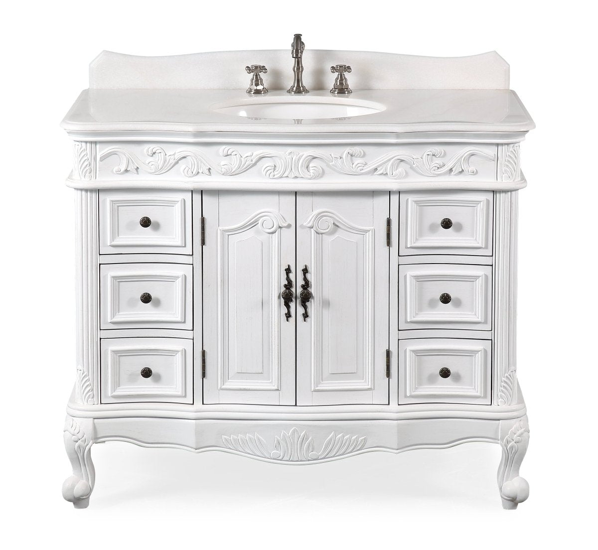 42" Antique White Traditional Style Single Sink Beckham Bathroom Vanity - SW-3882W-AW-42 - Bentoncollections