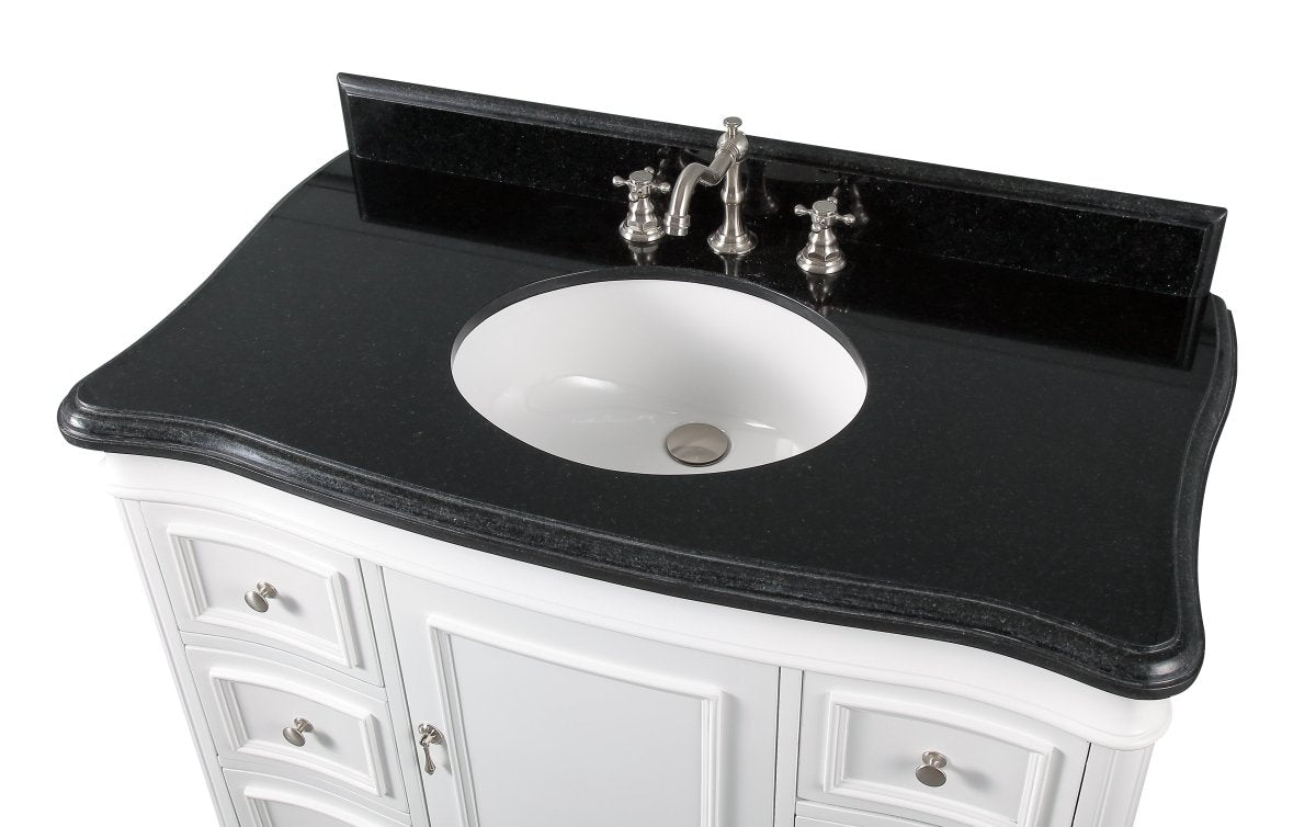 42" Benton Collection Carrara Marble Top Sesto White Bathroom Vanity Q1044W - Bentoncollections