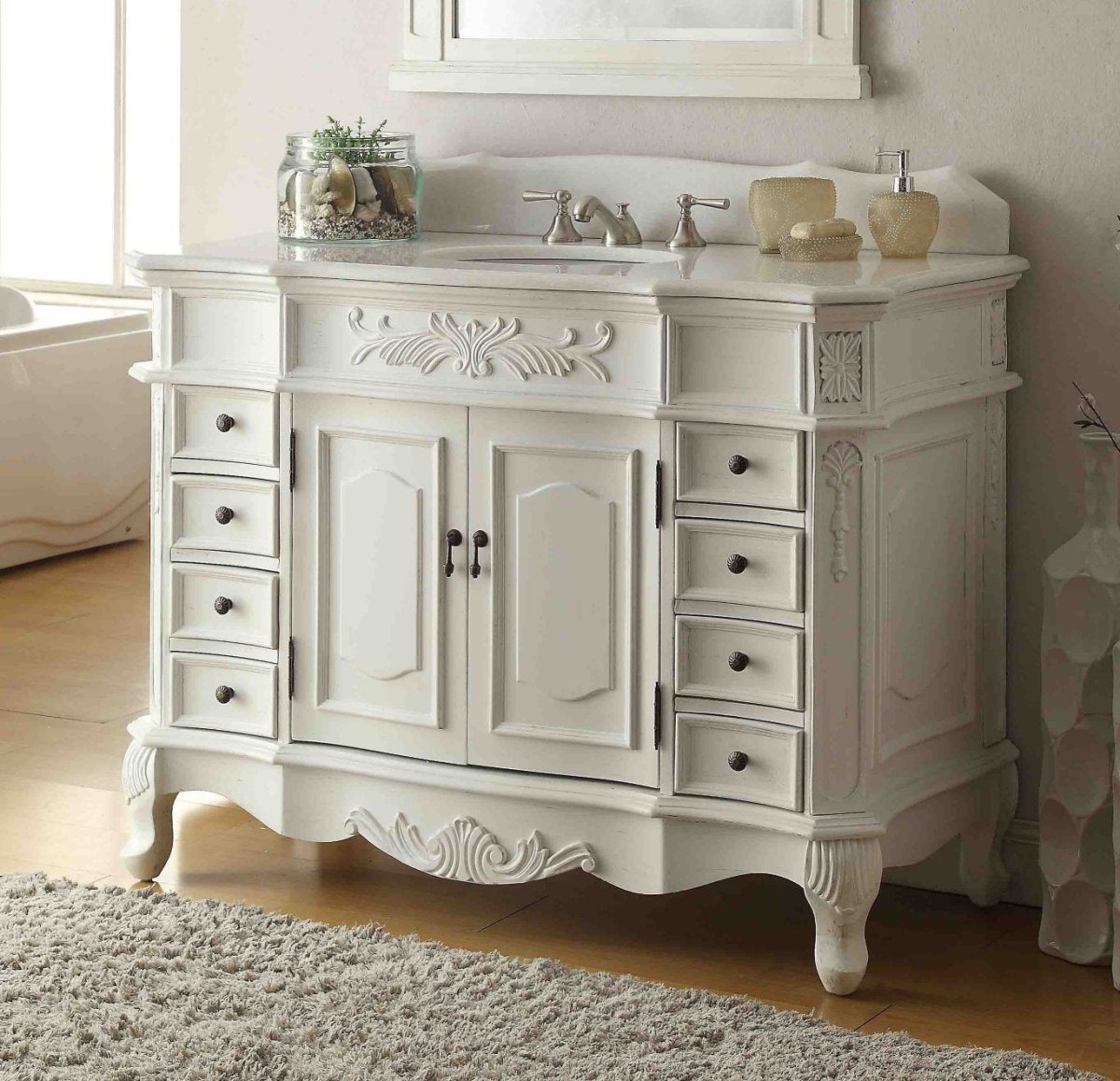 42" Benton Collection Classic style antique white Morton Bathroom Sink Vanity CF-2815W-AW-42 - Bentoncollections