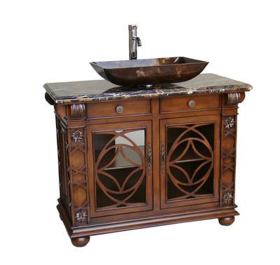 42" Benton Collection Italian Portoro Marble Top Vigo Bathroom Sink Vanity HF-1217GF - Bentoncollections